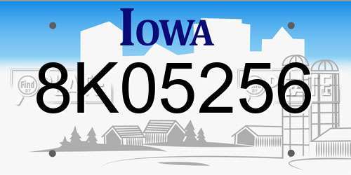 8K05256 Iowa License Plate