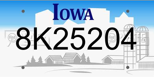 8K25204 Iowa License Plate