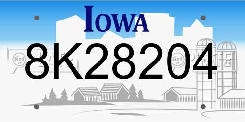8K28204 Iowa License Plate
