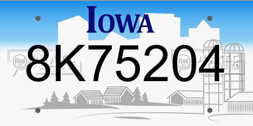 8K75204 Iowa License Plate