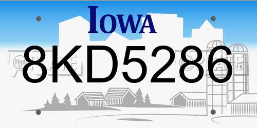 8KD5286 Iowa License Plate