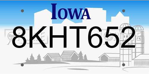 8KHT652 Iowa License Plate