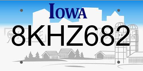 8KHZ682 Iowa License Plate