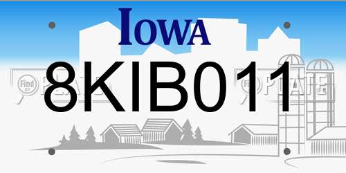 8KIB011 Iowa License Plate