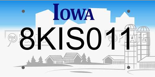 8KIS011 Iowa License Plate