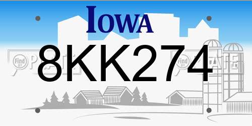 8KK274 Iowa License Plate