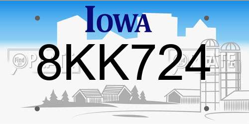 8KK724 Iowa License Plate
