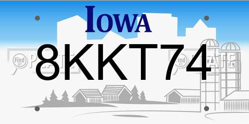 8KKT74 Iowa License Plate