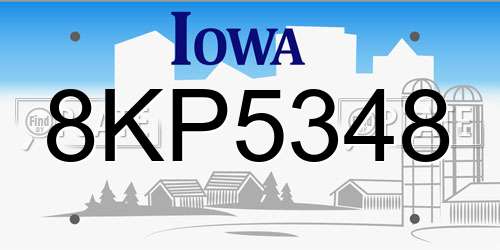 8KP5348 Iowa License Plate