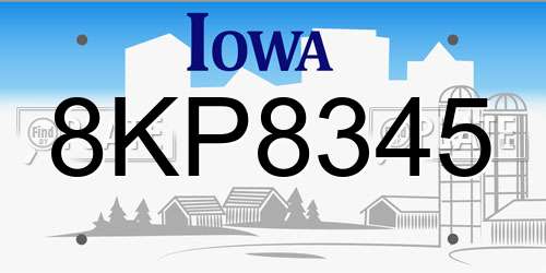 8KP8345 Iowa License Plate