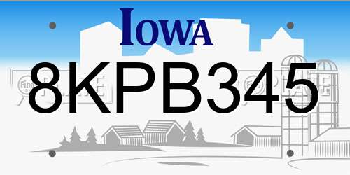 8KPB345 Iowa License Plate