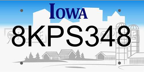 8KPS348 Iowa License Plate