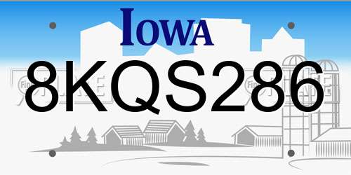 8KQS286 Iowa License Plate