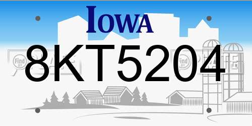 8KT5204 Iowa License Plate