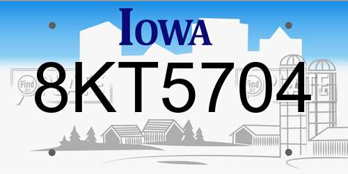 8KT5704 Iowa License Plate