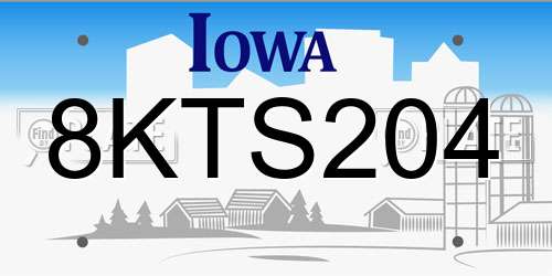 8KTS204 Iowa License Plate