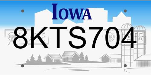8KTS704 Iowa License Plate
