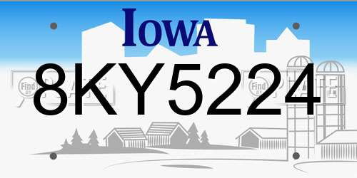 8KY5224 Iowa License Plate