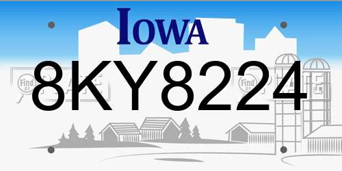 8KY8224 Iowa License Plate