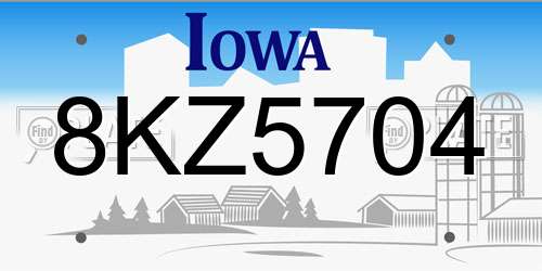 8KZ5704 Iowa License Plate