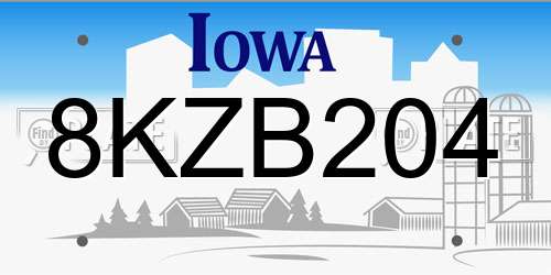 8KZB204 Iowa License Plate