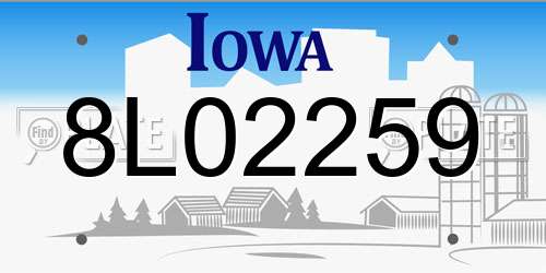 8L02259 Iowa License Plate
