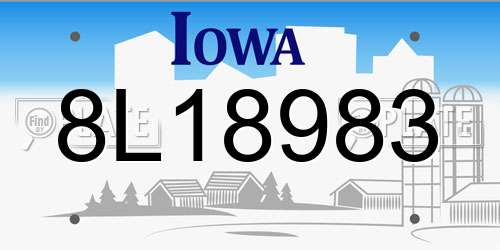 8L18983 Iowa License Plate