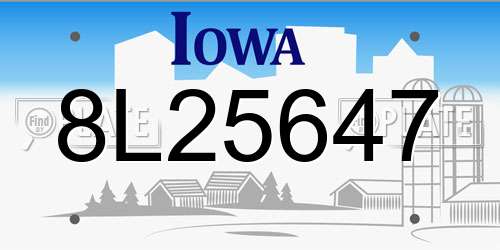 8L25647 Iowa License Plate