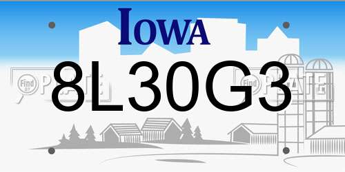 8L30G3 Iowa License Plate