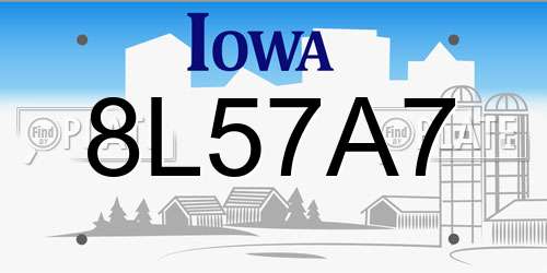 8L57A7 Iowa License Plate