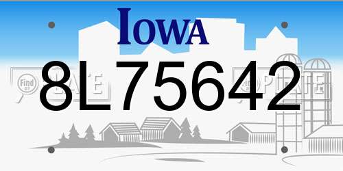 8L75642 Iowa License Plate