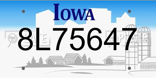 8L75647 Iowa License Plate