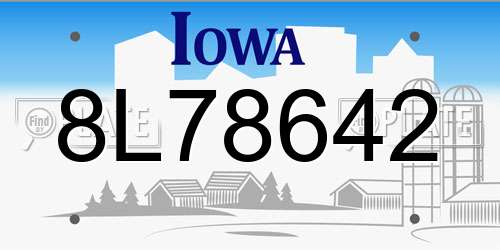 8L78642 Iowa License Plate