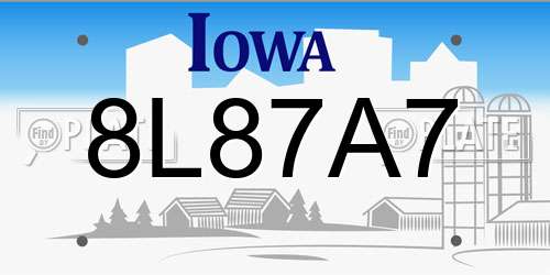 8L87A7 Iowa License Plate