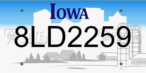 8LD2259 Iowa License Plate