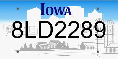 8LD2289 Iowa License Plate