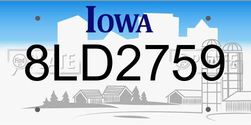 8LD2759 Iowa License Plate