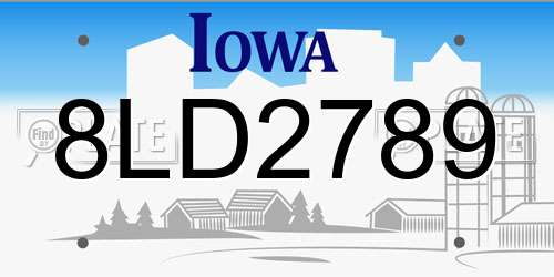 8LD2789 Iowa License Plate