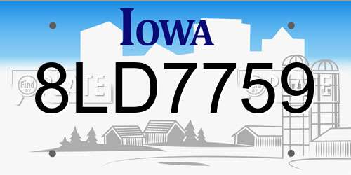 8LD7759 Iowa License Plate