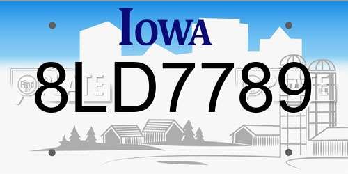 8LD7789 Iowa License Plate