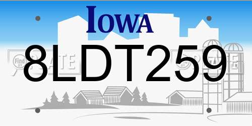 8LDT259 Iowa License Plate