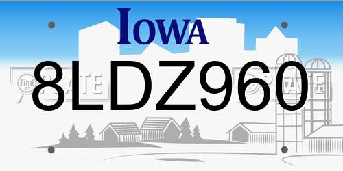 8LDZ960 Iowa License Plate