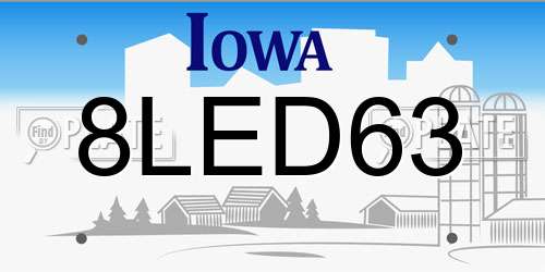 8LED63 Iowa License Plate