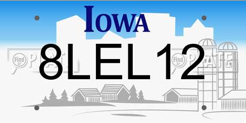 8LEL12 Iowa License Plate