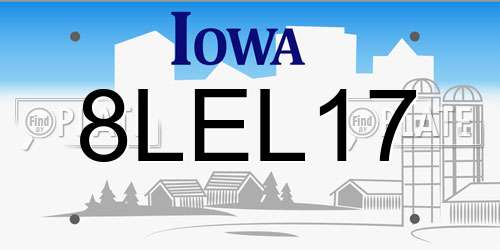8LEL17 Iowa License Plate
