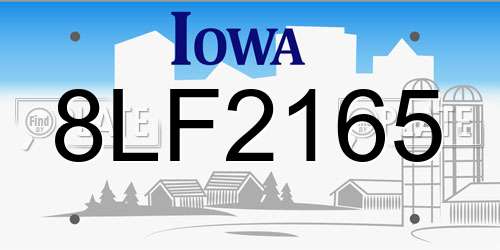 8LF2165 Iowa License Plate