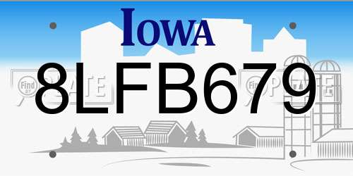8LFB679 Iowa License Plate