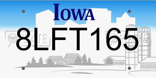 8LFT165 Iowa License Plate