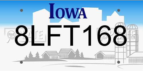 8LFT168 Iowa License Plate
