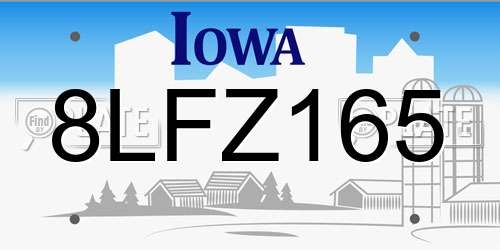 8LFZ165 Iowa License Plate